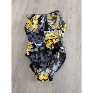 Magicsuit Solar Eclipse one piece High Neck swimsuit women's size 8 black yellow